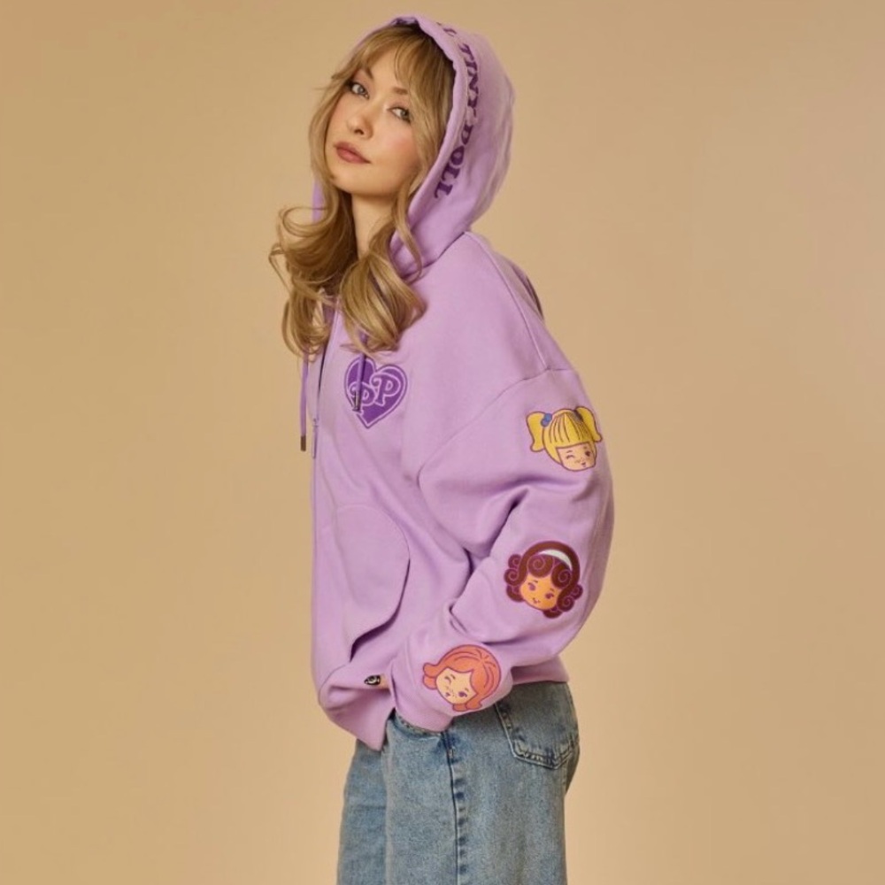 Polly Pocket x Cakeworthy Lavender Hoodie Zip Up Sweatshirt - Large - EUC